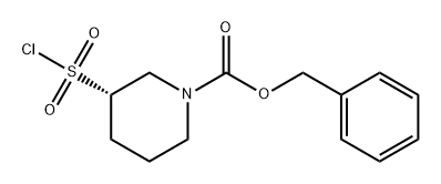 1-Piperidinecarboxylic acid, 3-(chlorosulfonyl)-, phenylmethyl ester, (3S)- 化学構造式