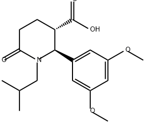 3-Piperidinecarboxylic acid, 2-(3,5-dimethoxyphenyl)-1-(2-methylpropyl)-6-oxo-, (2S,3S)- Struktur