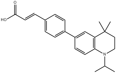 2-Propenoic acid, 3-[4-[1,2,3,4-tetrahydro-4,4-dimethyl-1-(1-methylethyl)-6-quinolinyl]phenyl]-, (2E)- Struktur