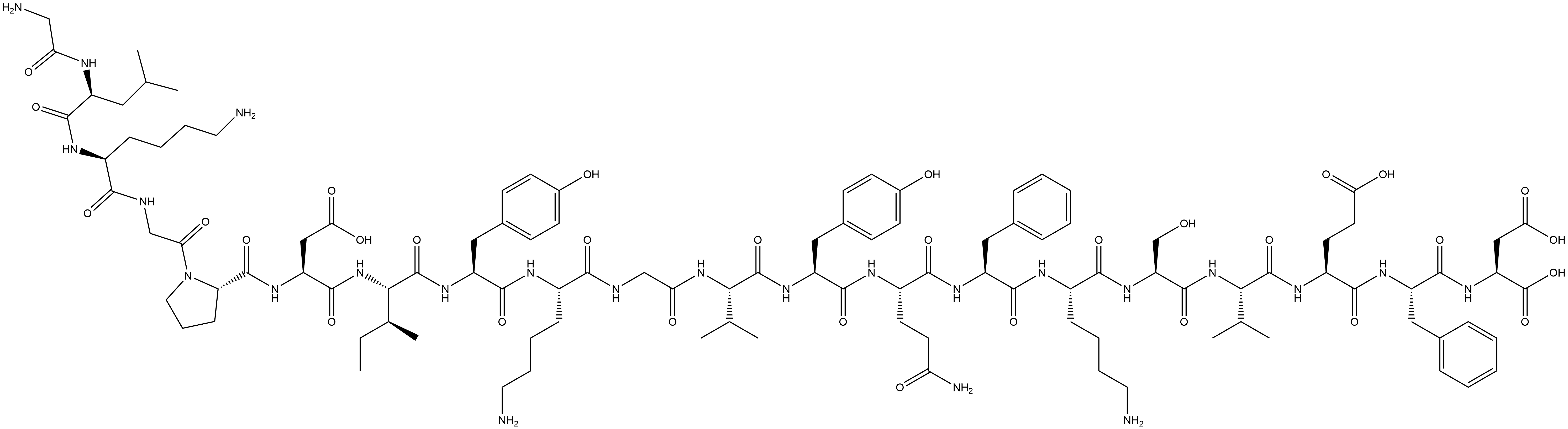 L-Aspartic acid, glycyl-L-leucyl-L-lysylglycyl-L-prolyl-L-α-aspartyl-L-isoleucyl-L-tyrosyl-L-lysylglycyl-L-valyl-L-tyrosyl-L-glutaminyl-L-phenylalanyl-L-lysyl-L-seryl-L-valyl-L-α-glutamyl-L-phenylalanyl- Struktur
