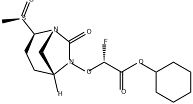 Acetic acid, 2-fluoro-2-[[(1S,2R,5R)-2-[(R)-methylsulfinyl]-7-oxo-1,6-diazabicyclo[3.2.1]oct-6-yl]oxy]-, cyclohexyl ester, (2R)-,2326468-84-0,结构式