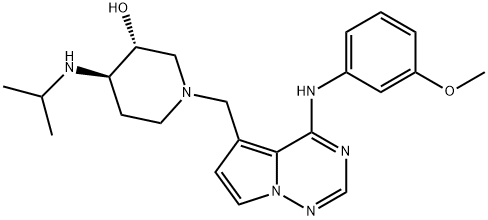 (3R,4R)-4-Isopropylamino-1-4-(3-methoxy-phenylamino)-pyrrolo2,1-f1,2,4triazin-5-ylmethyl-piperidin-3-ol Struktur