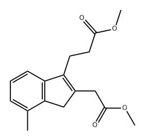 1H-Indene-3-propanoic acid, 2-(2-methoxy-2-oxoethyl)-7-methyl-, methyl ester 化学構造式