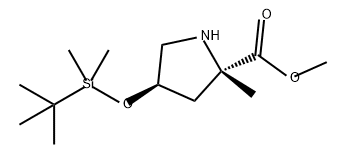L-Proline, 4-[[(1,1-dimethylethyl)dimethylsilyl]oxy]-2-methyl-, methyl ester, (4R)- 化学構造式