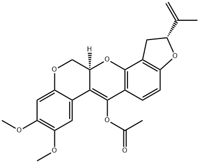 [1]Benzopyrano[3,4-b]furo[2,3-h][1]benzopyran-6-ol, 1,2,12,12a-tetrahydro-8,9-dimethoxy-2-(1-methylethenyl)-, 6-acetate, (2R,12aS)-