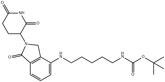 Carbamic acid, N-[5-[[2-(2,6-dioxo-3-piperidinyl)-2,3-dihydro-1-oxo-1H-isoindol-4-yl]amino]pentyl]-, 1,1-dimethylethyl ester 化学構造式