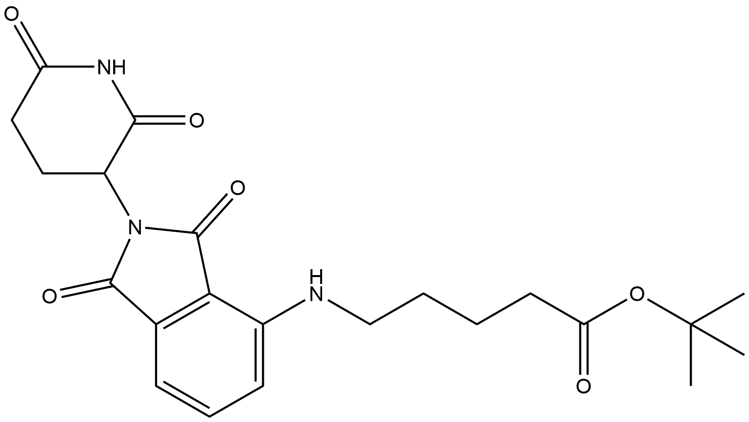 tert-butyl 5-((2-(2,6-dioxopiperidin-3-yl)-1,3-dioxoisoindolin-4-yl)amino)pentanoate 化学構造式