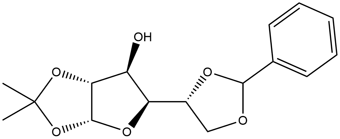 α-D-Glucofuranose, 1,2-O-(1-methylethylidene)-5,6-O-(phenylmethylene)- 化学構造式