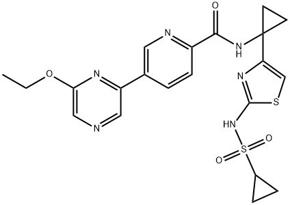 2-Pyridinecarboxamide, N-[1-[2-[(cyclopropylsulfonyl)amino]-4-thiazolyl]cyclopropyl]-5-(6-ethoxy-2-pyrazinyl)- 结构式