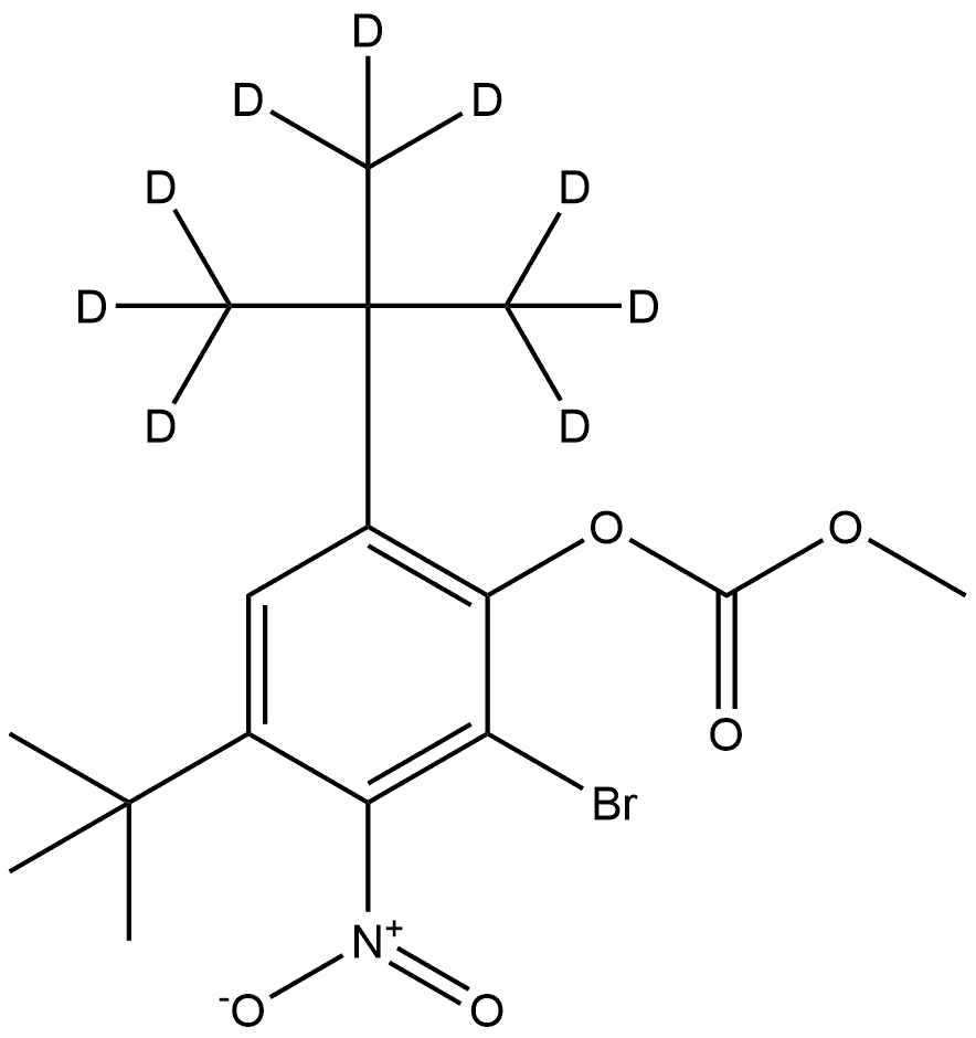 2-bromo-4-(tert-butyl)-6-(2-(methyl-d3)propan-2-yl-1,1,1,3,3,3-d6)-3-nitrophenyl methyl carbonate Struktur
