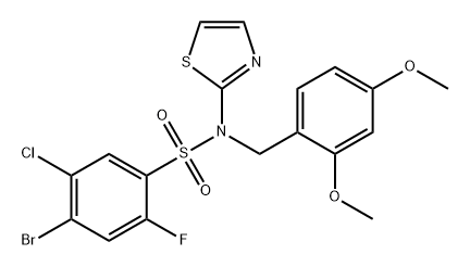 Benzenesulfonamide, 4-bromo-5-chloro-N-[(2,4-dimethoxyphenyl)methyl]-2-fluoro-N-2-thiazolyl- Structure