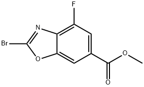 6-Benzoxazolecarboxylic acid, 2-bromo-4-fluoro-, methyl ester 结构式