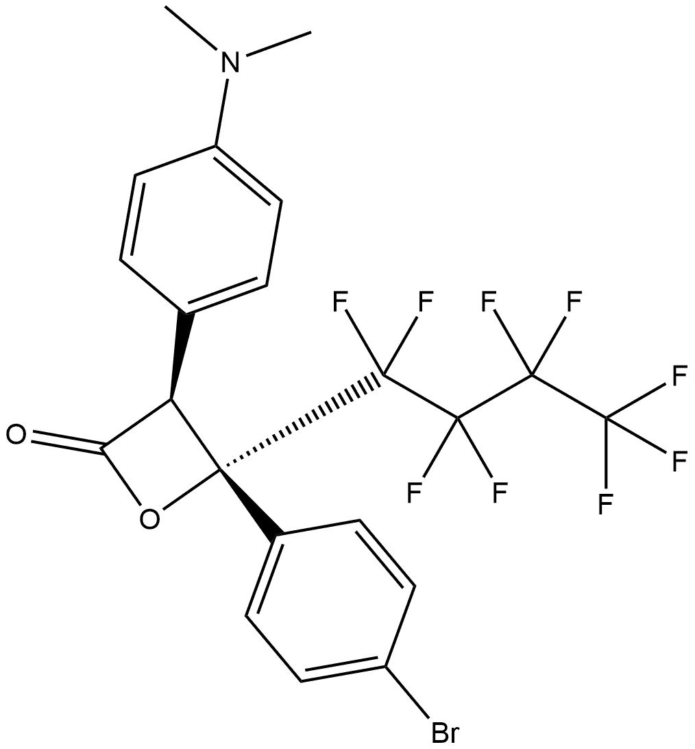 (3S,4S)-4-(4-Bromophenyl)-3-[4-(dimethylamino)phenyl]-4-(1,1,2,2,3,3,4,4,4-nonafluorobutyl)-2-oxetanone 结构式