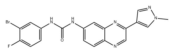 Urea, N-(3-bromo-4-fluorophenyl)-N'-[3-(1-methyl-1H-pyrazol-4-yl)-6-quinoxalinyl]- Structure