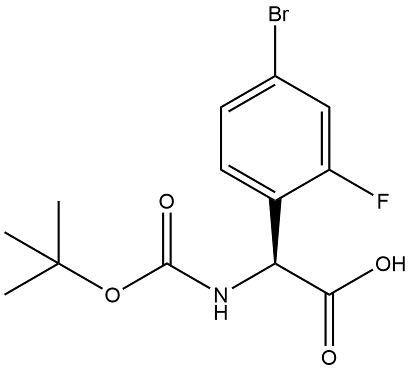 Benzeneacetic acid, 4-bromo-α-[[(1,1-dimethylethoxy)carbonyl]amino]-2-fluoro-, (αS)- Struktur