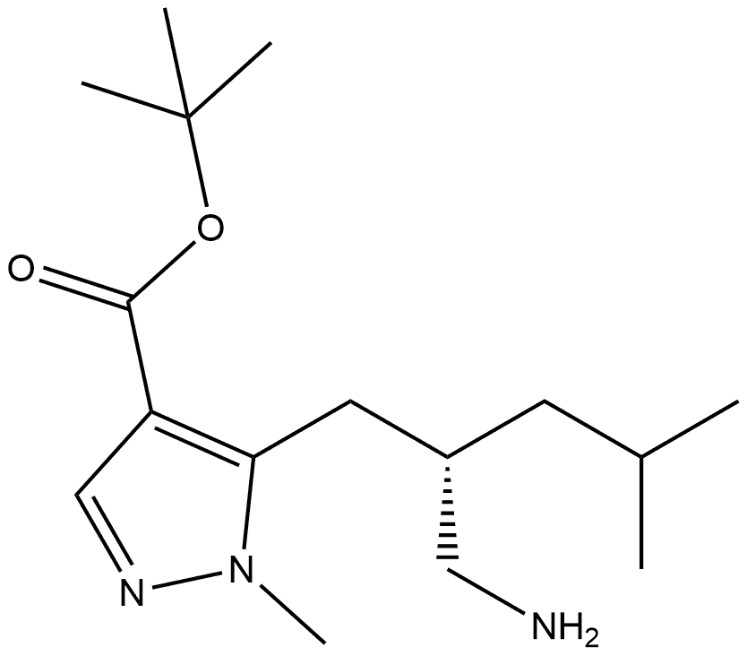 tert-butyl 5-[(2S)-2-(aminomethyl)-4-methylpentyl]-1-methyl-1H-pyrazole-4-carboxylate Structure