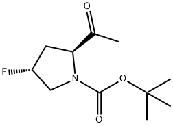 1-Pyrrolidinecarboxylic acid, 2-acetyl-4-fluoro-, 1,1-dimethylethyl ester, (2S,4R)- 化学構造式