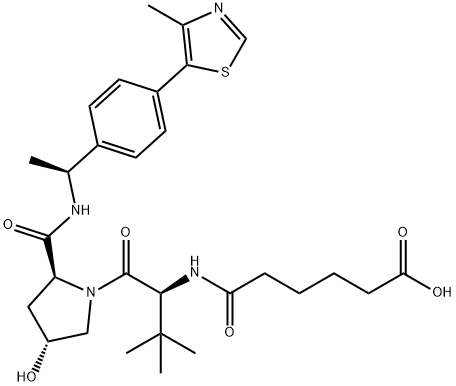 L-Prolinamide, N-(5-carboxy-1-oxopentyl)-3-methyl-L-valyl-4-hydroxy-N-[(1S)-1-[4-(4-methyl-5-thiazolyl)phenyl]ethyl]-, (4R)-,2349429-73-6,结构式
