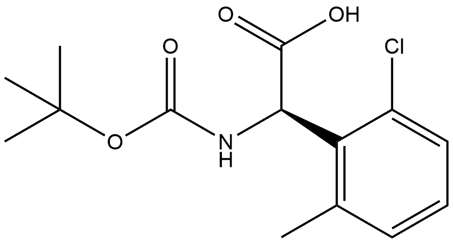 (R)-2-((tert-butoxycarbonyl)amino)-2-(2-chloro-6-methylphenyl)acetic acid 结构式