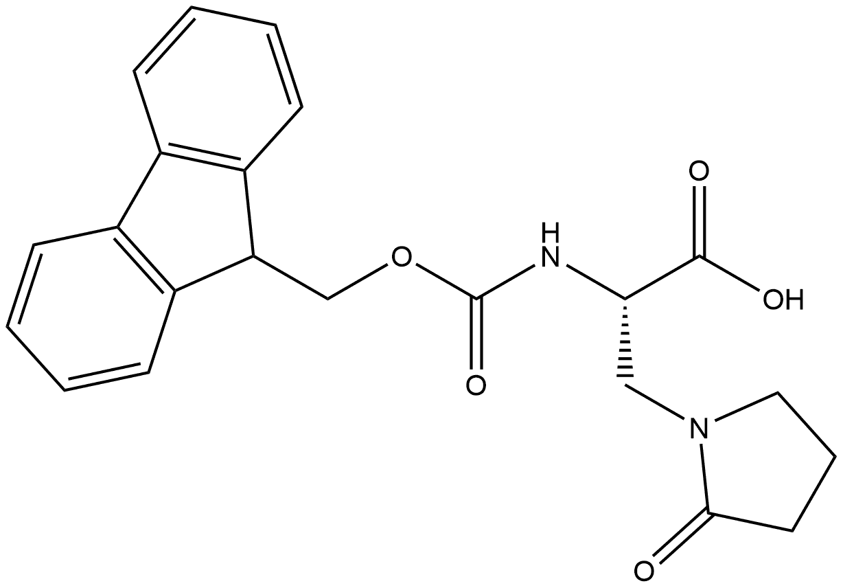 (2S)-2-({[(9H-fluoren-9-yl)methoxy]carbonyl}amino)-3-(2-oxopyrrolidin-1-yl)propanoic acid 化学構造式