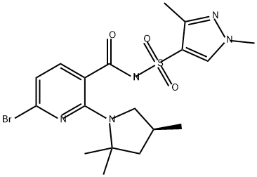 2350291-23-3 3-Pyridinecarboxamide, 6-bromo-N-[(1,3-dimethyl-1H-pyrazol-4-yl)sulfonyl]-2-[(4S)-2,2,4-trimethyl-1-pyrrolidinyl]-