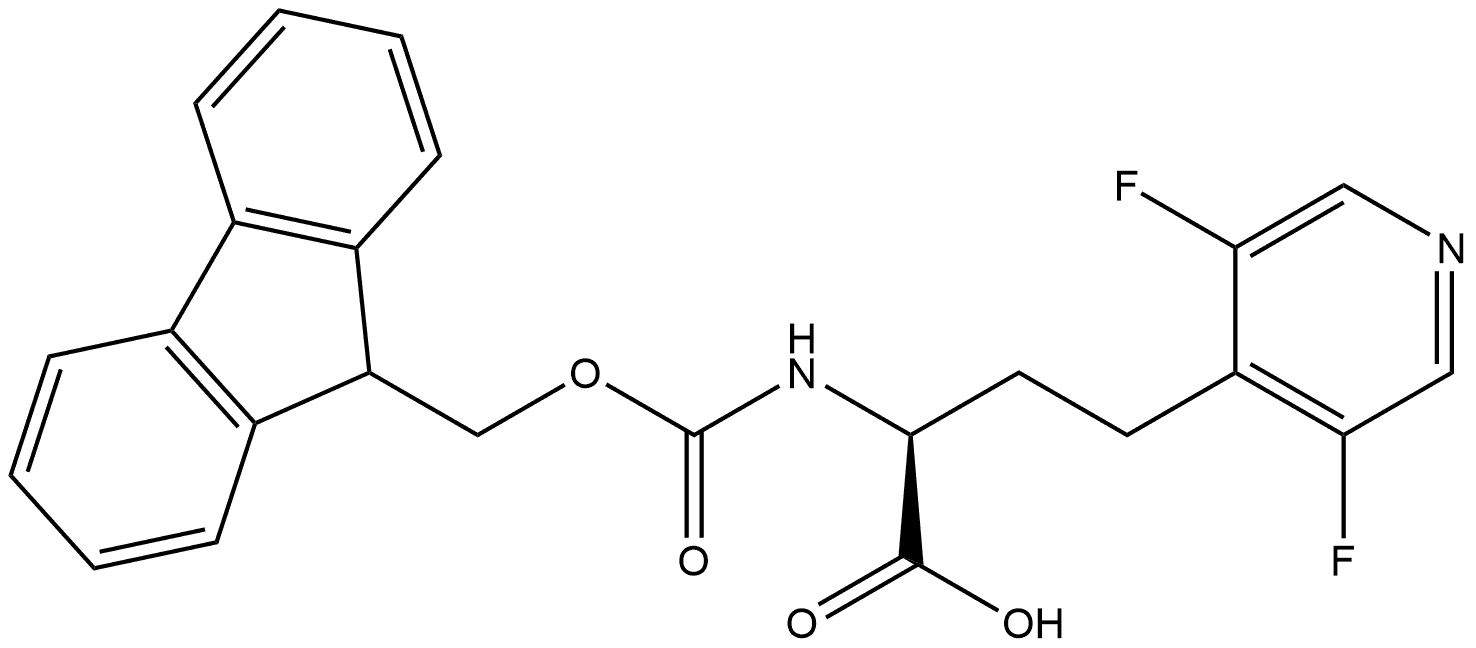 4-Pyridinebutanoic acid, α-[[(9H-fluoren-9-ylmethoxy)carbonyl]amino]-3,5-difluoro-, (αS)- 结构式