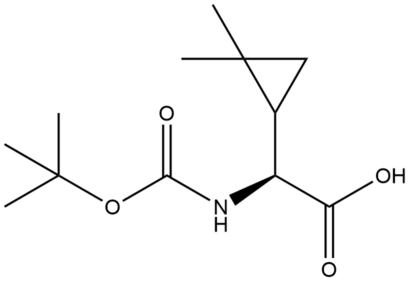 Cyclopropaneacetic acid, α-[[(1,1-dimethylethoxy)carbonyl]amino]-2,2-dimethyl-, (αS)- 化学構造式