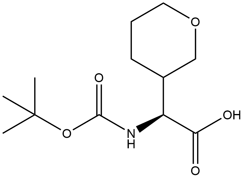 (S)-2-((tert-butoxycarbonyl)amino)-2-(tetrahydro-2H-pyran-3-yl)acetic acid 化学構造式