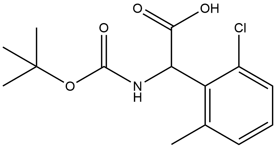 2-((tert-butoxycarbonyl)amino)-2-(2-chloro-6-methylphenyl)acetic acid Struktur