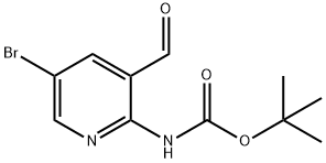 (5-Bromo-3-formyl-pyridin-2-yl)-carbamic acid tert-butyl ester 结构式