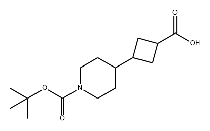 3-(1-(叔丁氧基羰基)哌啶-4-基)环丁烷-1-甲酸 结构式