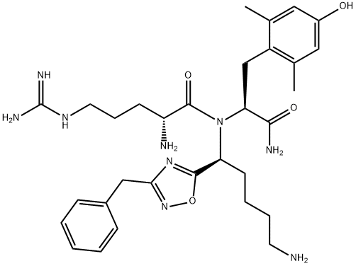 L-Tyrosinamide, D-arginyl-N-[(1S)-5-amino-1-[3-(phenylmethyl)-1,2,4-oxadiazol-5-yl]pentyl]-2,6-dimethyl- Structure