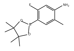 Benzenamine, 5-fluoro-2-methyl-4-(4,4,5,5-tetramethyl-1,3,2-dioxaborolan-2-yl)- Structure