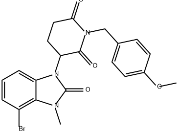 2,6-Piperidinedione, 3-(4-bromo-2,3-dihydro-3-methyl-2-oxo-1H-benzimidazol-1-yl)-1-[(4-methoxyphenyl)methyl]- 化学構造式