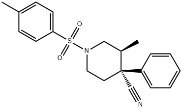 4-Piperidinecarbonitrile, 3-methyl-1-[(4-methylphenyl)sulfonyl]-4-phenyl-, (3S,4R)- Struktur