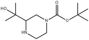 1-Piperazinecarboxylic acid, 3-(1-hydroxy-1-methylethyl)-, 1,1-dimethylethyl ester 化学構造式