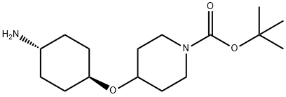 1-Piperidinecarboxylic acid, 4-[(trans-4-aminocyclohexyl)oxy]-, 1,1-dimethylethyl ester 化学構造式