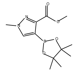 1H-Pyrazole-3-carboxylic acid, 1-methyl-4-(4,4,5,5-tetramethyl-1,3,2-dioxaborolan-2-yl)-, methyl ester Struktur