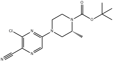1-Piperazinecarboxylic acid, 4-(6-chloro-5-cyano-2-pyrazinyl)-2-methyl-, 1,1-dimethylethyl ester, (2R)-,2360876-42-0,结构式