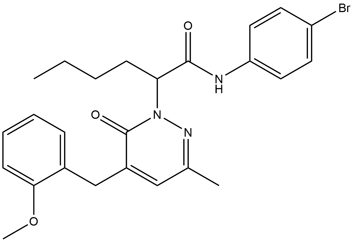 1(6H)-Pyridazineacetamide, N-(4-bromophenyl)-α-butyl-5-[(2-methoxyphenyl)methyl]-3-methyl-6-oxo- 结构式