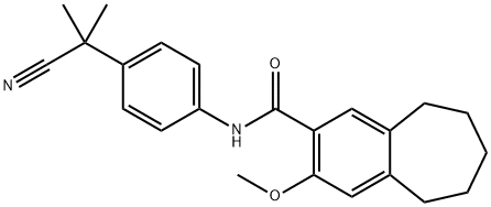 5H-Benzocycloheptene-2-carboxamide, N-[4-(1-cyano-1-methylethyl)phenyl]-6,7,8,9-tetrahydro-3-methoxy- Struktur