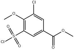 Benzoic acid, 3-chloro-5-(chlorosulfonyl)-4-methoxy-, methyl ester Structure