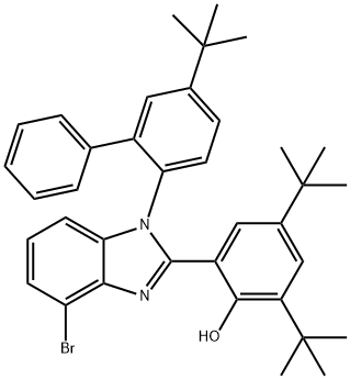 2-(4-bromo-1-(5-(tert-butyl)-[1,1'-biphenyl]-2-yl)-1H-benzo[d]imidazol-2-yl)-4,6-di-tert-butylphenol 化学構造式