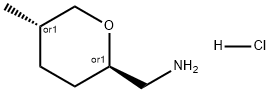2H-Pyran-2-methanamine, tetrahydro-5-methyl-, hydrochloride (1:1), (2R,5S)-rel- Structure