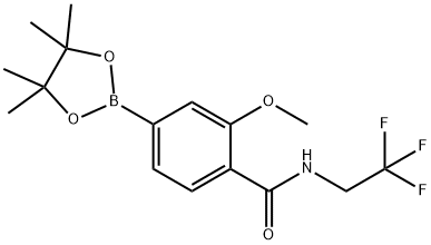 2-甲氧基-4-(4,4,5,5-四甲基-1,3,2-二氧硼杂环戊烷-2-基)-N-(2,2,2-三氟乙基)苯甲酰胺,2365083-03-8,结构式