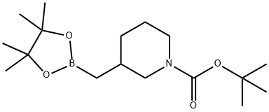 1-Piperidinecarboxylic acid, 3-[(4,4,5,5-tetramethyl-1,3,2-dioxaborolan-2-yl)methyl]-, 1,1-dimethylethyl ester 结构式