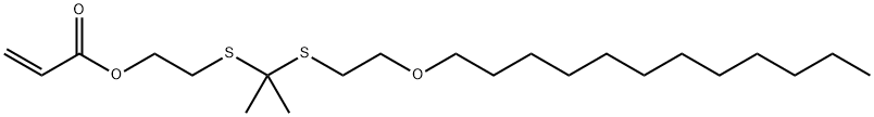 2-Propenoic acid, 2-[[1-[[2-(dodecyloxy)ethyl]thio]-1-methylethyl]thio]ethyl ester Struktur