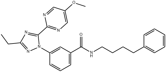 Benzamide, 3-[3-ethyl-5-(5-methoxy-2-pyrimidinyl)-1H-1,2,4-triazol-1-yl]-N-(4-phenylbutyl)- Structure