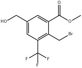 methyl 2-(bromomethyl)-5-(hydroxymethyl)-3-(trifluoromethyl)benzoate 化学構造式