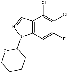 5-Chloro-6-fluoro-1-(tetrahydro-pyran-2-yl)-1H-indazol-4-ol Structure